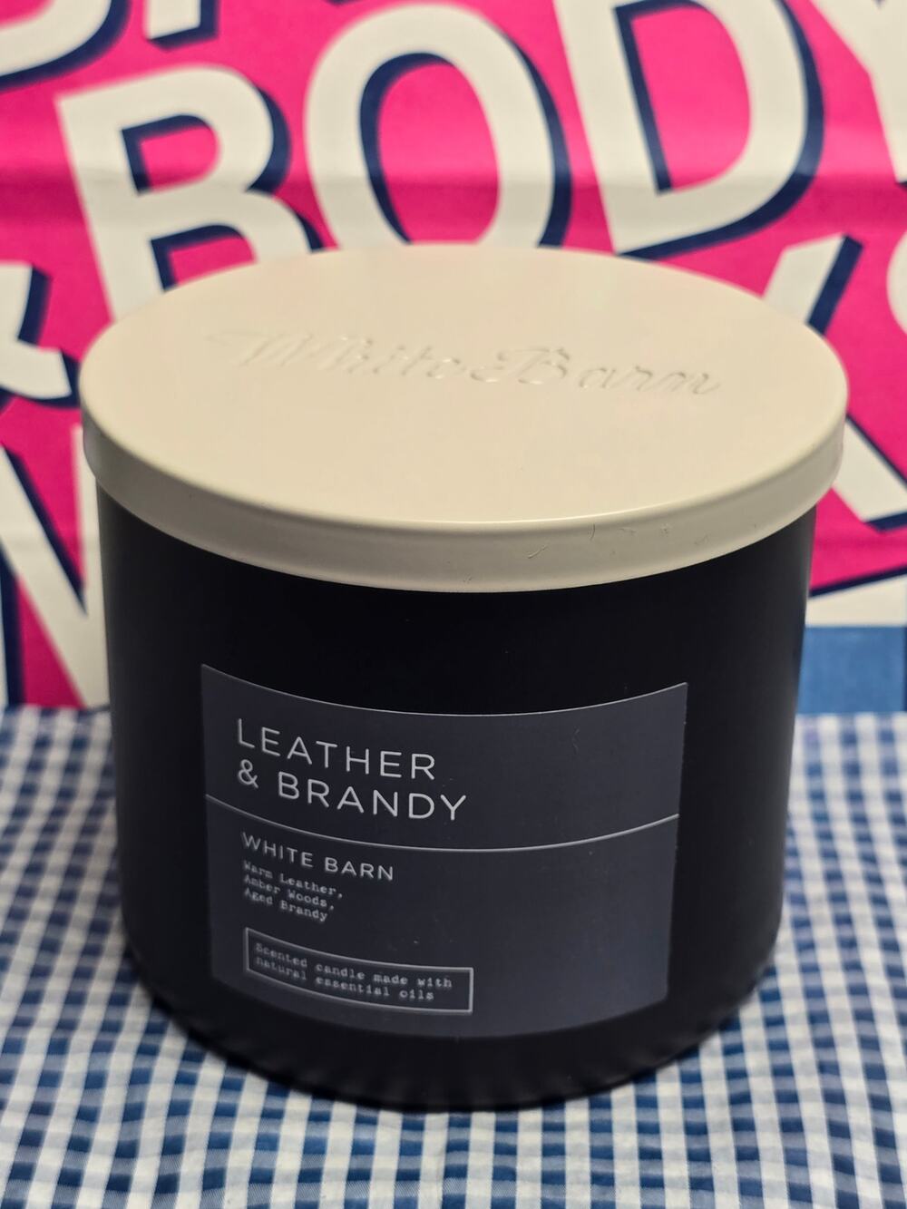 BBW Leather & Brandy Men's Fragrance Line Large 3 Wick Candle Home Decor - Picture 1 of 2